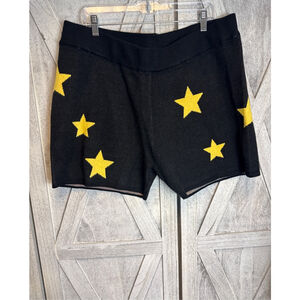 Women's lala. Black Yellow Star Knit Shorts Plus 3X Take me to your leader